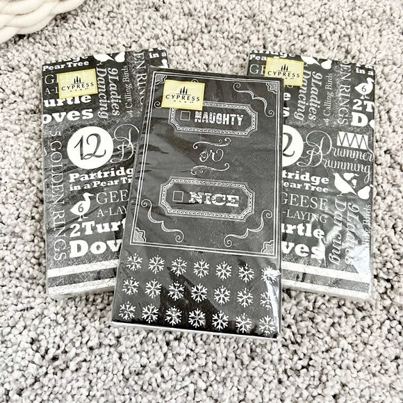 Three PKGS of Christmas Paper Napkins Black & White SEALED - Picture 2 of 11